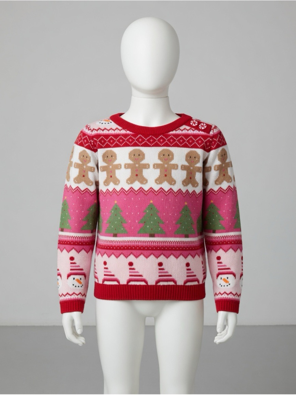 Gymboree Red Pink Green Gingerbread Holiday Sweater